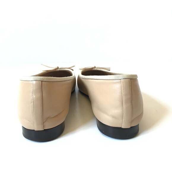 Chanel Cap Toe Ballet Flats Womens 42 11 Black Beige Nude Leather CC Logo Shoes - Picture 10 of 13